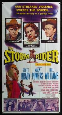c406 STORM RIDER three-sheet movie poster '57 Mala Powers, Scott Brady