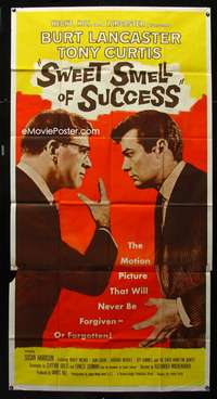 c417 SWEET SMELL OF SUCCESS three-sheet movie poster '57 Lancaster, Curtis