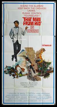 c424 THAT MAN FROM RIO three-sheet movie poster '64 Jean-Paul Belmondo