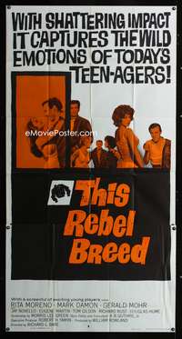 c429 THIS REBEL BREED three-sheet movie poster '60 Rita Moreno as Wiggles!