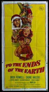 c435 TO THE ENDS OF THE EARTH three-sheet movie poster R56 Dick Powell, Hasso