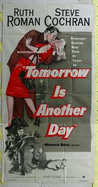 c438 TOMORROW IS ANOTHER DAY three-sheet movie poster '51 cool noir image!