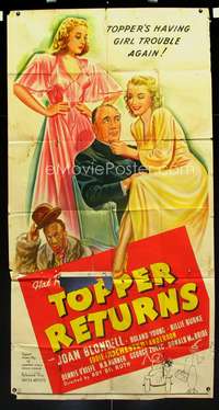 c440 TOPPER RETURNS three-sheet movie poster '41 Joan Blondell, Hal Roach