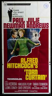 c441 TORN CURTAIN three-sheet movie poster '66 Paul Newman, Hitchcock