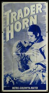 c444 TRADER HORN three-sheet movie poster R43 W.S. Van Dyke, Edwina Booth
