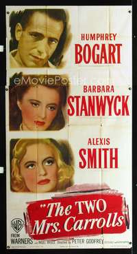 c450 TWO MRS. CARROLLS three-sheet movie poster '47 Humphrey Bogart, Stanwyck