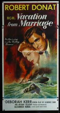 c458 VACATION FROM MARRIAGE three-sheet movie poster '45 Robert Donat, Kerr