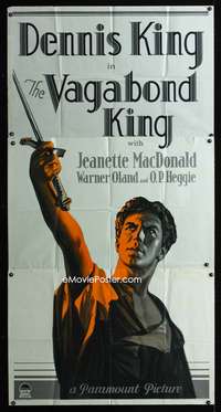 c459 VAGABOND KING style B three-sheet movie poster '30 art of Dennis King!
