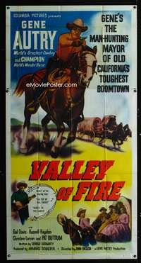 c461 VALLEY OF FIRE three-sheet movie poster '51 man-hunting mayor Gene Autry