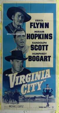 c471 VIRGINIA CITY three-sheet movie poster R51 Errol Flynn, Humphrey Bogart