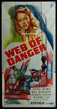c480 WEB OF DANGER three-sheet movie poster '47 super sexy Adele Mara!