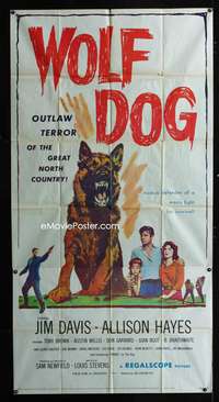 c493 WOLF DOG three-sheet movie poster '58 Allison Hayes, German Shepherd!