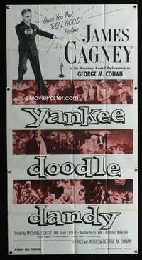 c497 YANKEE DOODLE DANDY three-sheet movie poster R57 James Cagney classic!