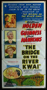 c055 BRIDGE ON THE RIVER KWAI Aust three-sheet movie poster '58 Holden