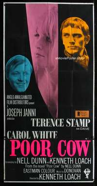 c338 POOR COW English three-sheet movie poster '68 Terence Stamp, Carol White