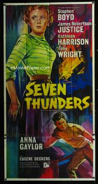 c378 SEVEN THUNDERS English three-sheet movie poster '59 sexy colorful art!