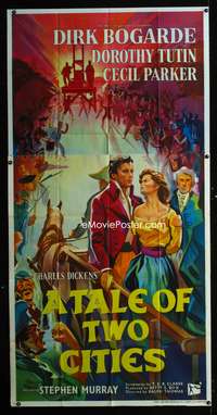 c418 TALE OF TWO CITIES English three-sheet movie poster '58 Dirk Bogarde