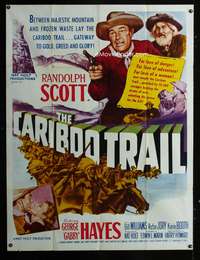 d040 CARIBOO TRAIL two-sheet movie poster '50 Randolph Scott, Gabby Hayes