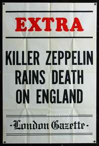 d064 ZEPPELIN Forty by Sixty movie poster '71 EXTRA! Death rains on England!