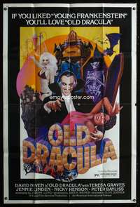 d052 OLD DRACULA Forty by Sixty movie poster '75 wacky vampire David Niven!