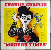 d015 MODERN TIMES six-sheet movie poster R59 classic Charlie Chaplin!