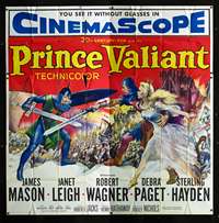 d019 PRINCE VALIANT six-sheet movie poster '54 Robert Wagner, Janet Leigh