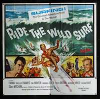 d021 RIDE THE WILD SURF six-sheet movie poster '64 Fabian, great image!