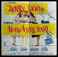 d022 ROCK-A-BYE BABY six-sheet movie poster '58 Jerry Lewis with triplets!