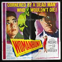 d026 WOMANHUNT six-sheet movie poster '62 dead man stalking killer!