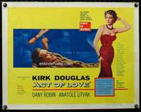 e015 ACT OF LOVE half-sheet movie poster '53 Kirk Douglas, sexy Dany Robin