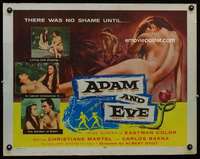 e016 ADAM & EVE half-sheet movie poster '58 sexy Mexican Garden of Eden!