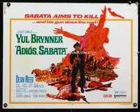 e017 ADIOS SABATA half-sheet movie poster '71 Yul Brynner aims to kill!