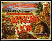 e021 AFRICAN LION artwork style half-sheet movie poster '55 Walt Disney