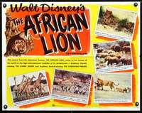 e022 AFRICAN LION photo style half-sheet movie poster '55 Disney jungle!
