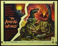 e038 ANIMAL WORLD half-sheet movie poster '56 great image of dinosaurs!