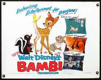 e062 BAMBI half-sheet movie poster R66 Walt Disney cartoon classic!