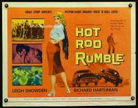 e292 HOT ROD RUMBLE half-sheet movie poster '57 teen rebel car racing!