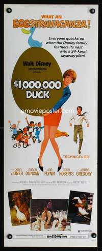 f149 $1,000,000 DUCK insert movie poster '71 Disney golden omelette!
