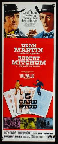 f160 5 CARD STUD insert movie poster '68 Martin & Mitchum play poker!