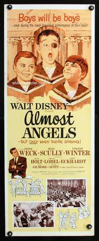 f176 ALMOST ANGELS insert movie poster '62 Walt Disney choirboys!