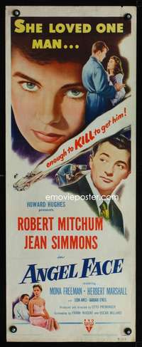 f183 ANGEL FACE insert movie poster '53 Robert Mitchum, Jean Simmons