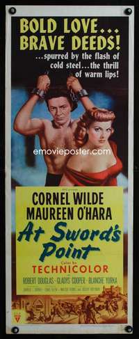 f191 AT SWORD'S POINT insert movie poster '52 Cornel Wilde, O'Hara