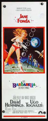 f201 BARBARELLA insert movie poster '68 Jane Fonda, Roger Vadim