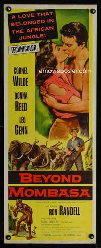 f214 BEYOND MOMBASA insert movie poster '57 Cornel Wilde, Donna Reed