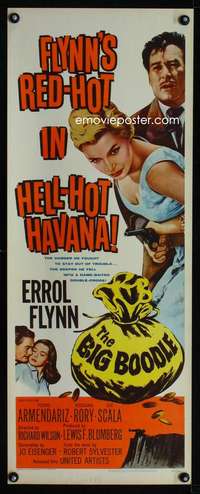 f217 BIG BOODLE insert movie poster '57 Errol Flynn red-hot in Cuba!