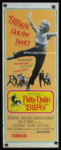 f225 BILLIE insert movie poster '65 Patty Duke, Backus, Greer