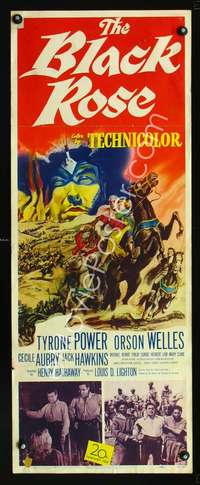 f236 BLACK ROSE insert movie poster '50 Tyrone Power, Orson Welles