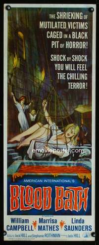 f244 BLOOD BATH insert movie poster '66 wild pit of horror image!