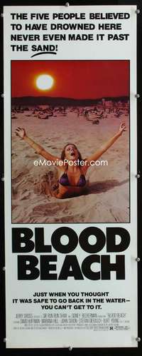 f245 BLOOD BEACH insert movie poster '81 classic quicksand image!