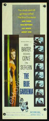 f247 BLUE GARDENIA insert movie poster '53 Fritz Lang, Anne Baxter